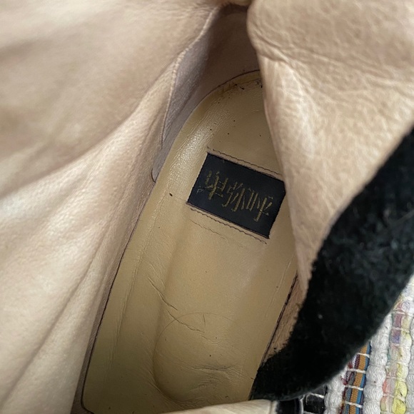 SOLD:.90s Black Leather Mid-Calf Chunky Boots - Picture 12 of 16